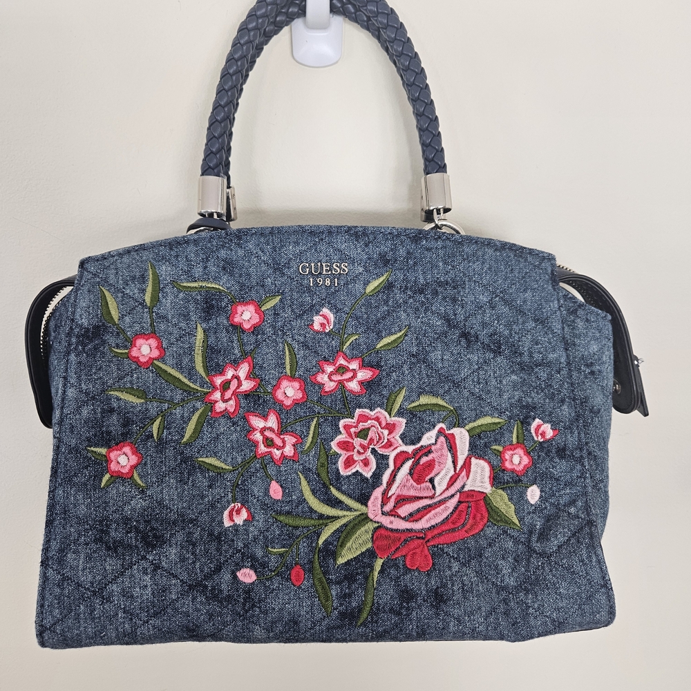 GUESS Heather Blue Denim Satchel